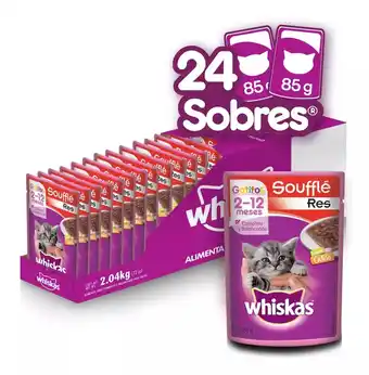 Mercado Libre Pack x24 sobres alimento húmedo gatitos whiskas soufflé res oferta