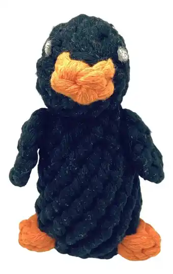 Juguete de algodón en forma de pinguino tejido para perro color negro