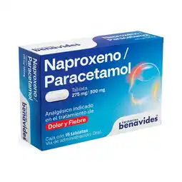 Farmacias Benavides Naproxeno + paracetamol analgésico oferta