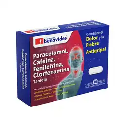 Farmacias Benavides Cafeína, clorofenamina, fenilefrina y paracetamol antigripal oferta