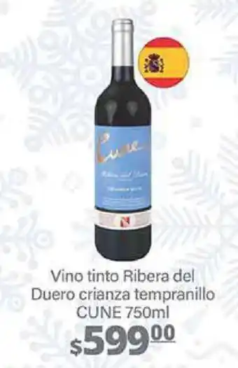 La Comer Vino tinto Ribera del Duero crianza tempranillo CUNE 750ml oferta