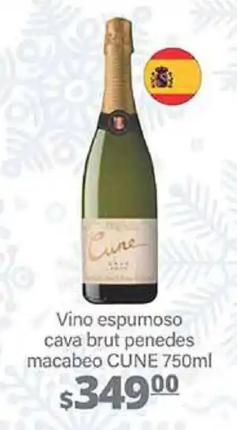 La Comer Vino espumoso cava brut penedes macabeo CUNE 750ml oferta