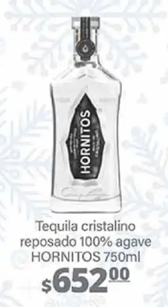 La Comer Tequila cristalino reposado 100% agave HORNITOS 750ml oferta