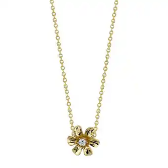 0.07ctw, Collar de Flor con Diamante, Oro Amarillo de 14kt