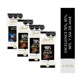 Costco Lindt Excellence Chocolate Amargo Suizo 4 pzas de 100 g oferta
