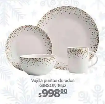 La Comer Vajilla puntos dorados GIBSON 16pz oferta