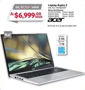 Office Depot acer Laptop Aspire 3 15.6" oferta