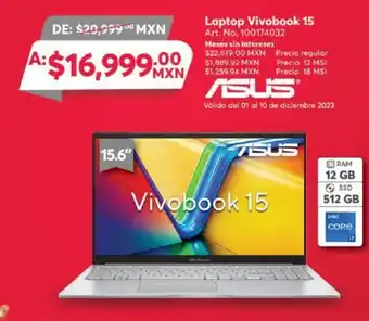 Office Depot ASUS Laptop Vivobook 15 oferta