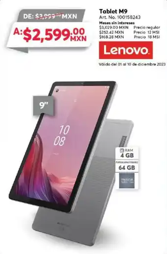 Office Depot Lenovo Tablet M9 oferta