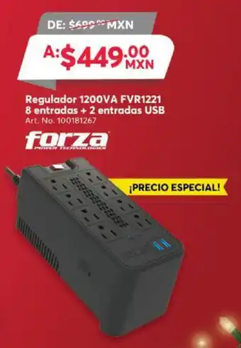 Office Depot forza Regulador 1200VA FVR1221 8 entradas + 2 entradas USB oferta
