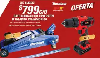 Duralast GATO HIDRÁULICO TIPO PATÍN O TALADRO INALÁMBRICO