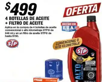 AutoZone 4 BOTELLAS DE ACEITE + FILTRO DE ACEITE oferta