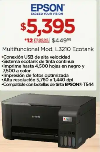 Chedraui EPSON Multifuncional Mod. L3210 Ecotank oferta