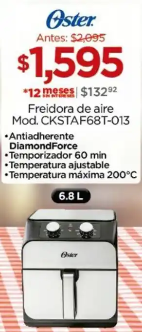 Chedraui Oster Freidora de aire Mod. CKSTAF68T-013 oferta
