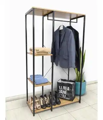 Mercado Libre Closet Ropero Armable Portatil Madera Metal Minimalista Color Marrón claro oferta