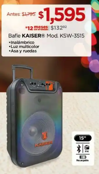 Chedraui Bafle KAISER Mod. KSW-3515 oferta