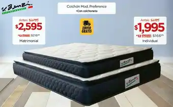 Chedraui VITTORIO BENZI Colchón Mod. Preference MATRIMONIAL oferta