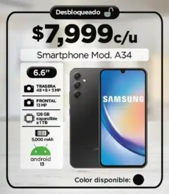 Chedraui SAMSUNG Smartphone Mod. A34 oferta
