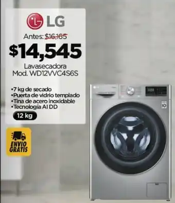 Chedraui LG Lavasecadora Mod. WD12VVC4S6S oferta