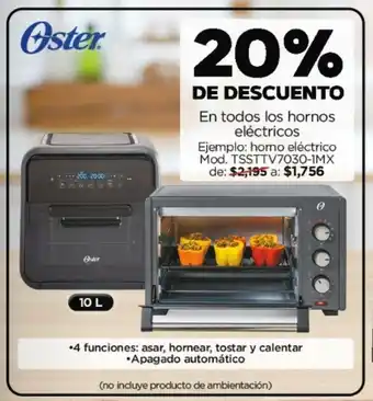Chedraui En todos los hornos eléctricos Ejemplo: horno eléctrico Mod. TSSTTV7030-1MX oferta
