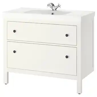IKEA Hemnes / odensvik mueble de lavabo con 2 cajones, blanco/runskär grifo, 103x49x89 cm oferta
