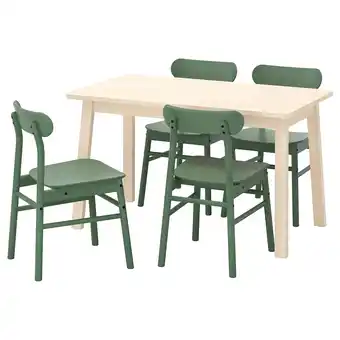 IKEA Norråker / rönninge mesa y 4 sillas, abedul/verde, 125x74 cm oferta
