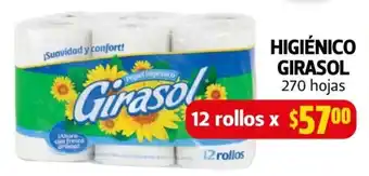 Farmacias Guadalajara HIGIÉNICO GIRASOL 270 hojas 12 rollos oferta