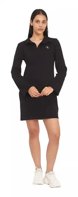Mercado Libre Vestido calvin klein de canalé negro con logo para mujer oferta