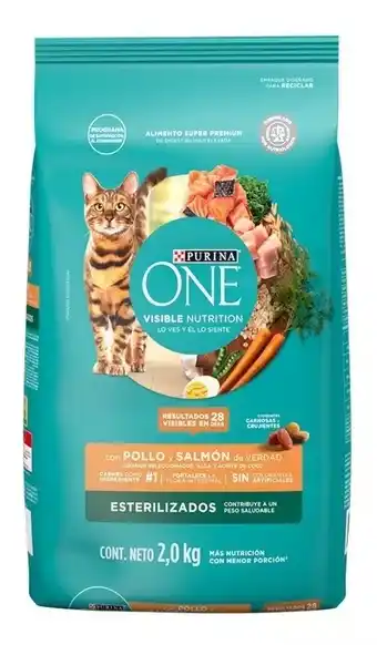 Mercado Libre Alimento one visible nutrition esterilizados para gato adulto sabor pollo y salmón en bolsa de 2kg oferta