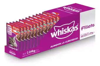 Pack x24 alimento húmedo whiskas gatos fillets res 85g c/u