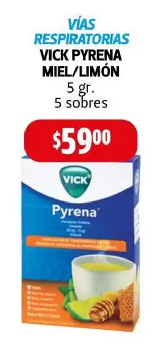 Farmacias Guadalajara VICK PYRENA MIEL/LIMÓN 5 gr. 5 sobres oferta
