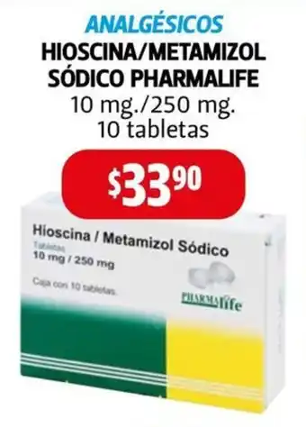 HIOSCINA/METAMIZOL SÓDICO PHARMALIFE 10 mg./250 mg. 10 tabletas