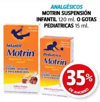 Farmacias Guadalajara MOTRIN SUSPENSIÓN INFANTIL 120 ml. O GOTAS PEDIATRICAS 15 ml. oferta