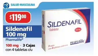 Farmacias Guadalajara Sildenafil 100 mg 3 Cajas con 4 tabletas c/u oferta
