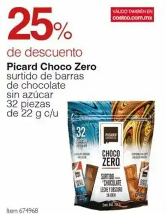 Picard Choco Zero surtido de barras de chocolate sin azúcar 32 piezas de 22 g c/u