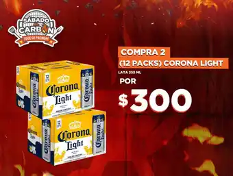 CORONA LIGHT COMPRA 2 (12 PACKS) LATA 355 ML