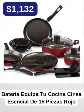 Mercado Libre Batería Equipa Tu Cocina Cinsa Esencial De 15 Piezas Rojo oferta