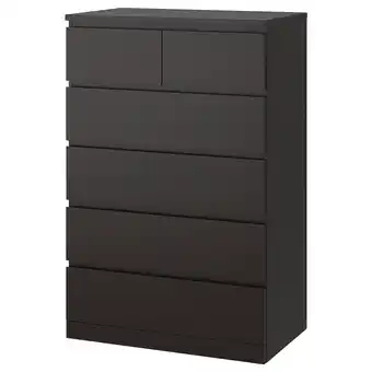 IKEA Malm cómoda de 6 cajones, negro-café, 80x123 cm oferta