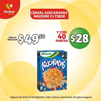 Soriana Mercado Cereal Azucaradas Maizoro CJ 720gr oferta
