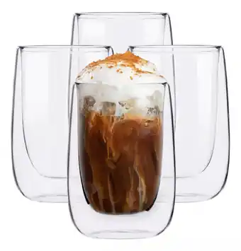 Mercado Libre Vasos de vidrio doble pared 4 pz fondo curvo cristal 240 ml oferta