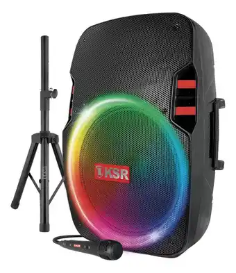 Bafle recargable kaiser ksw-5015mx, 25,000 w pmpo con tripie color negro
