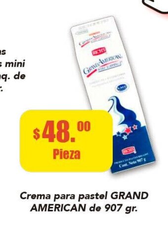 Crema para Pastel GRAND AMERICAN de 907 gr.