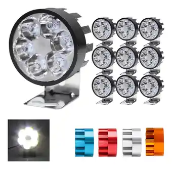 Mercado Libre 10 faros 6 led redondo auxiliar estrobo auto moto aluminio f oferta