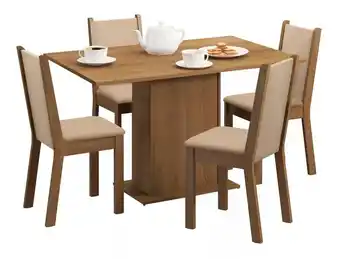 Mercado Libre Juego de comedor cíntia madesa tapa de madera 4 sillas color marrón diseño de la tela de las sillas liso oferta