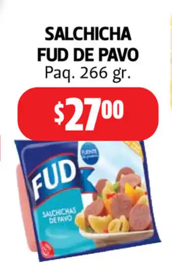 Salchicha Fud de Pavo Paq. 266 gr.
