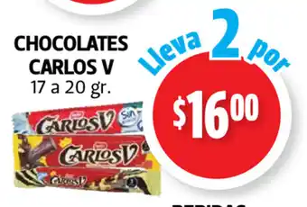 Chocolates Carlos V 17 a 20 gr.