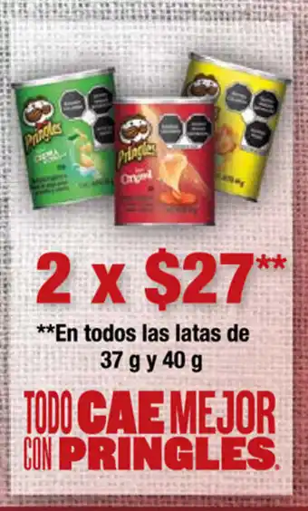Farmacias Guadalajara Pringles En Todos las latas de 37 g y 40 g oferta