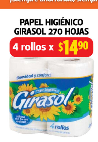 Farmacias Guadalajara Papel Higienico Girasol 270 Hojas 4 Rollos oferta