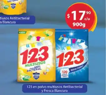 Farmacias Guadalajara 123 en Polvo Multiusos Antibacterial y Fresca Blancura 900g oferta