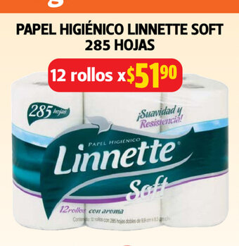Farmacias Guadalajara Papel Higienico Linnette Soft 285 Hojas 12 Rollos oferta